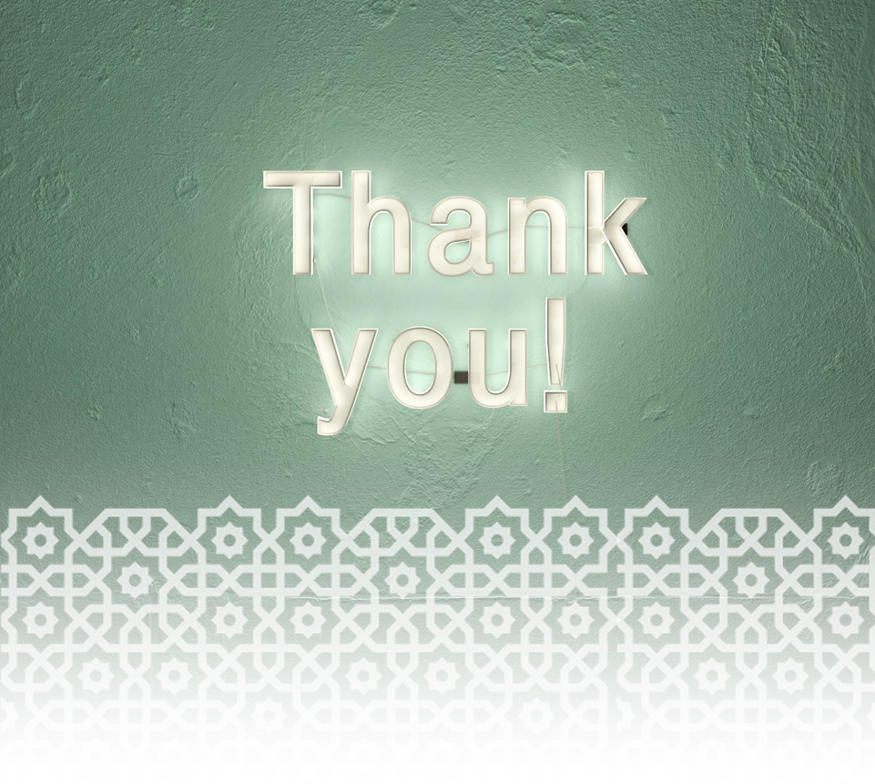 Cartel luminoso escrito Thank you 